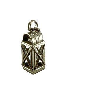 Vintage Sterling Silver Lantern Charm Pendant Miniature Painted Candle Detail